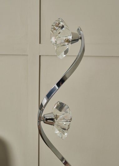 BHS Chrome Bella Twisted 4 Light Floor Lamp (130cm x 26cm)