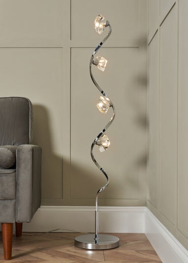 BHS Chrome Bella Twisted 4 Light Floor Lamp (130cm x 26cm)