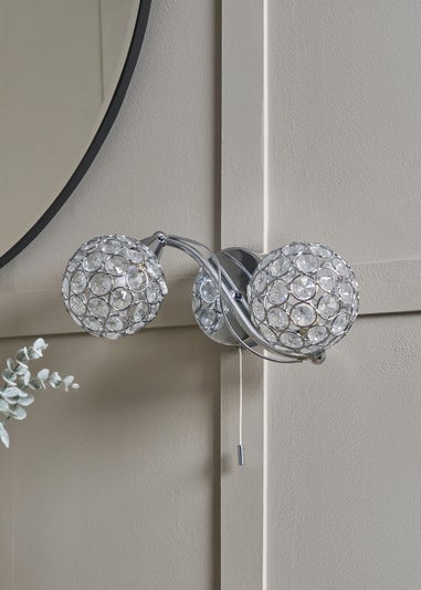 BHS Chrome Orianna Wall 2 Light (14cm x 31cm)