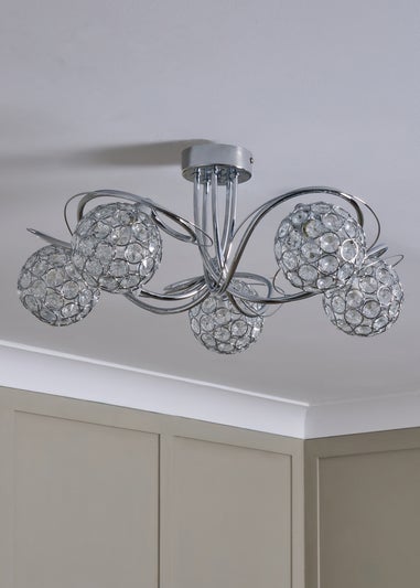 BHS Chrome Orianna Flush 5 light (22cm x 52cm)