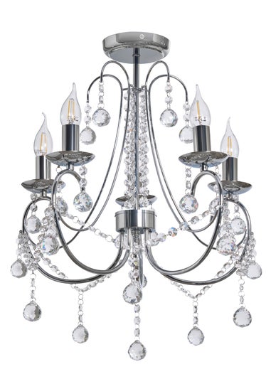 BHS Chrome Sapparia Flush Ceiling Light (55cm x 44cm)