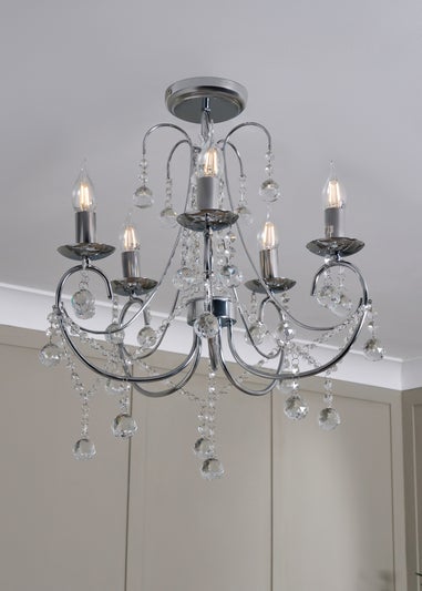 BHS Chrome Sapparia Flush Ceiling Light (55cm x 44cm)