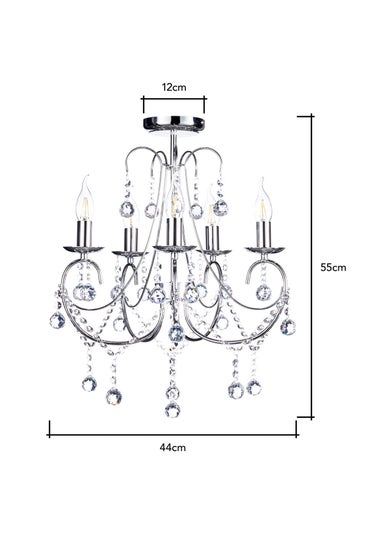 BHS Chrome Sapparia Flush Ceiling Light (55cm x 44cm)