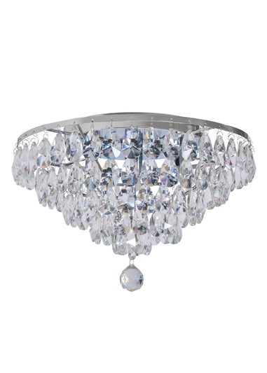 BHS Chrome Elsa Crystal Diamond Effect Flush Ceiling Light (29cm x 55cm)