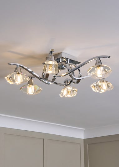 BHS Chrome Bella Flush Ceiling 6 Light (15cm x 47cm)