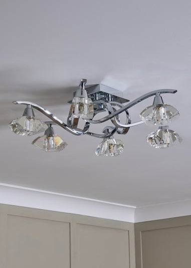 BHS Chrome Bella Flush Ceiling 6 Light (15cm x 47cm)