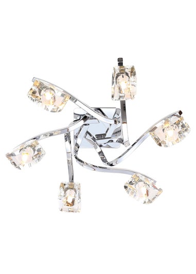 BHS Chrome Bella Flush Ceiling 6 Light (15cm x 47cm)