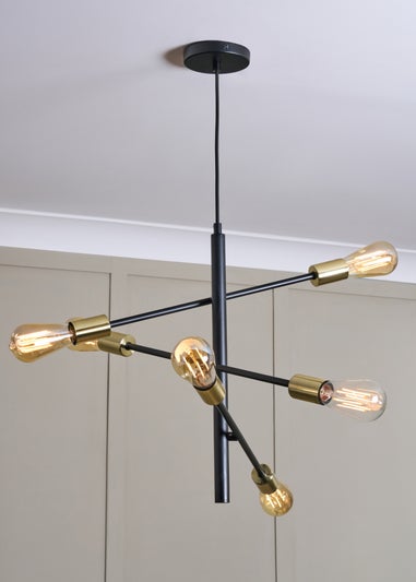 BHS Black Calvet Ceiling 6 Light (67-117cm x 48cm)