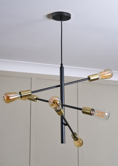 BHS Black Calvet Ceiling 6 Light (67-117cm x 48cm)