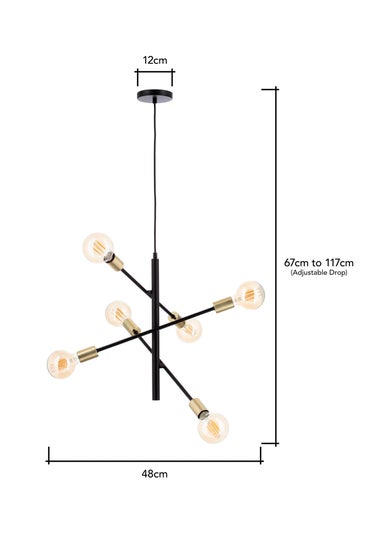 BHS Black Calvet Ceiling 6 Light (67-117cm x 48cm)