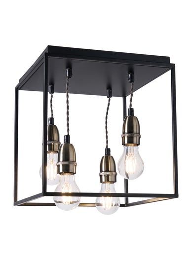 BHS Black Dexter Industrial Box Flush 4 Light (32cm x 30cm)