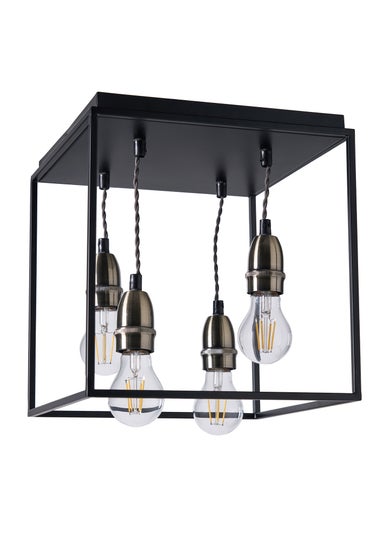 BHS Black Dexter Industrial Box Flush 4 Light (32cm x 30cm)