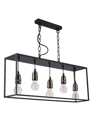 BHS Black Dexter Industrial Diner Box Ceiling 5 Light (50-140cm x 73cm)