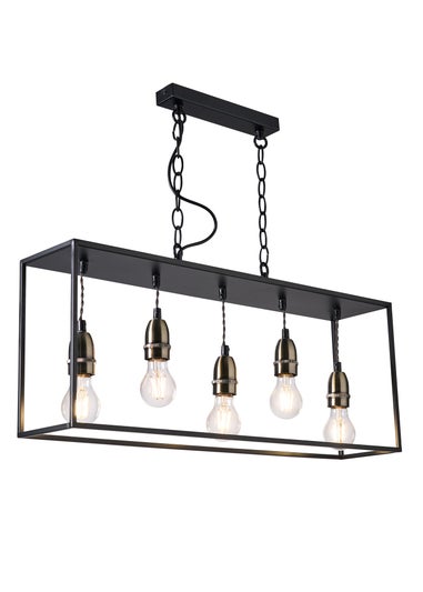 BHS Black Dexter Industrial Diner Box Ceiling 5 Light (50-140cm x 73cm)