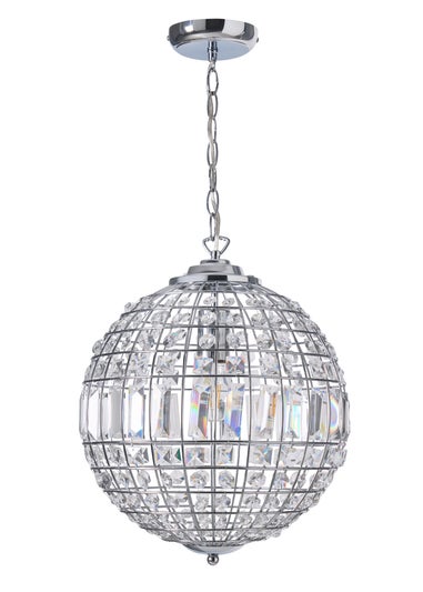 BHS Chrome Ursula Small Crystal Ball Pendant (50-110cm x 34cm)