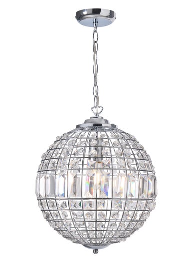 BHS Chrome Ursula Small Crystal Ball Pendant (50-110cm x 34cm)