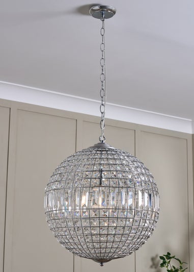 BHS Chrome Ursula Small Crystal Ball Pendant (50-110cm x 34cm)