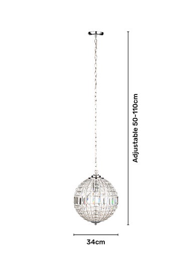 BHS Chrome Ursula Small Crystal Ball Pendant (50-110cm x 34cm)