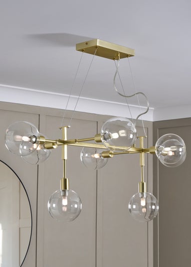 BHS Antique Brass Hennock 8 Light Diner Ceiling Pendant (60-98cm x 97cm)