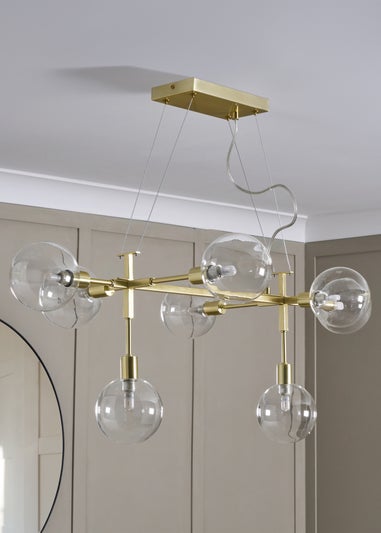 BHS Antique Brass Hennock 8 Light Diner Ceiling Pendant (60-98cm x 97cm)