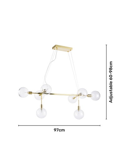 BHS Antique Brass Hennock 8 Light Diner Ceiling Pendant (60-98cm x 97cm)