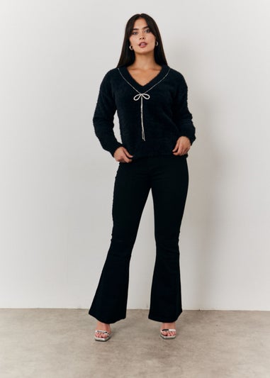 In The Style Jac Jossa Black Embellished Bow Jumper