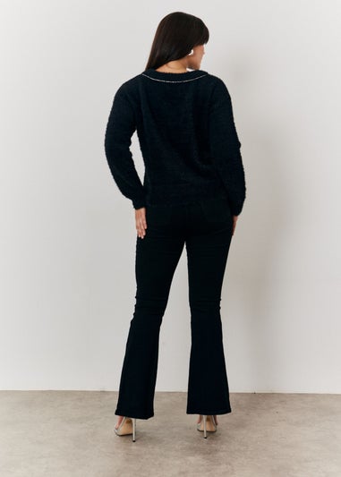 In The Style Jac Jossa Black Embellished Bow Jumper