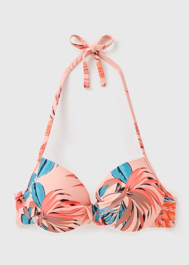 Peach Tropical Underwired Bikini Top