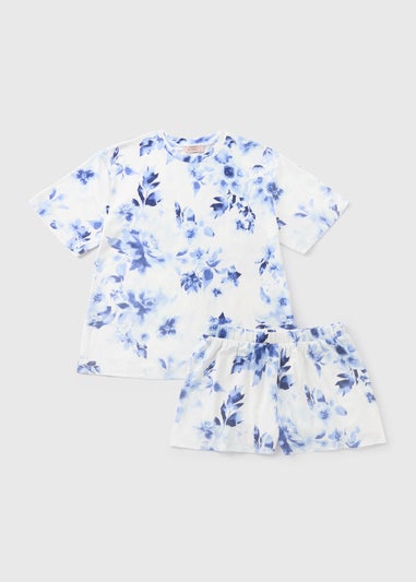 Blue Floral Shorts Pyjama Set