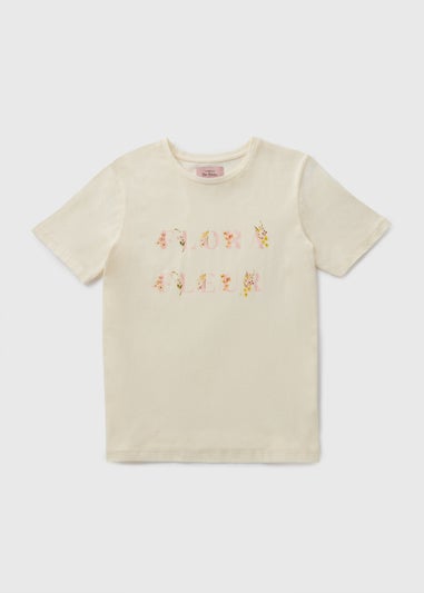 Cream Floral Slogan Pyjama Top