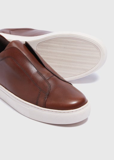 Brown Leather Elastic Trainer