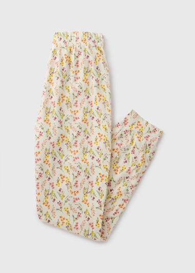 Cream Floral Print Pyjama Bottoms