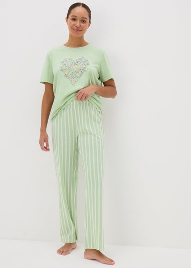 Sage Green Stripe Pyjama Bottoms