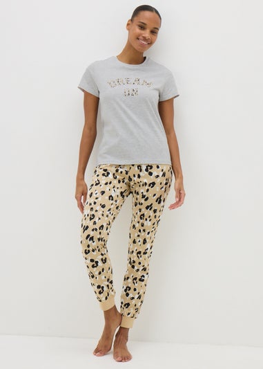 Grey Animal Print Dream On Pyjama Set