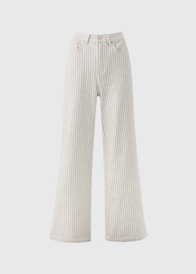 Ecru Stripe Wide Leg Jeans