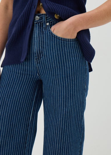 Blue Stripe Wide Leg Jeans