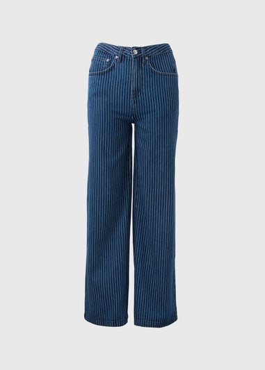 Blue Stripe Wide Leg Jeans