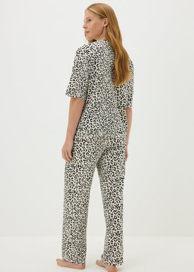 Black Monochrome Animal Print Pyjama Set