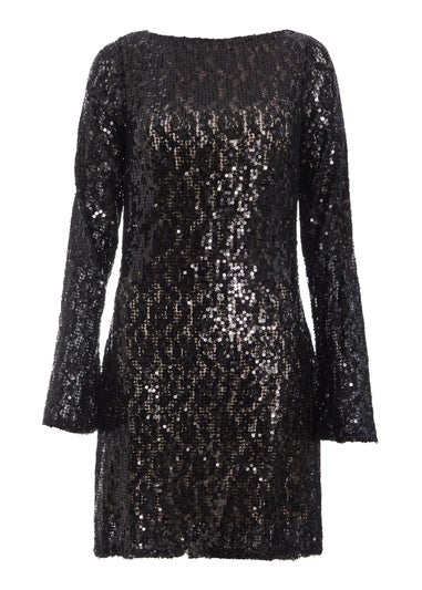 Quiz Black Sequin Lace Mini Dress