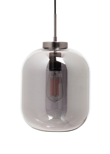 BHS Pewter Draper Smoke Glass Ceiling Pendant (60-100cm x 24cm)