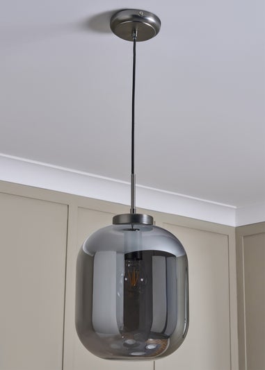 BHS Pewter Draper Smoke Glass Ceiling Pendant (60-100cm x 24cm)