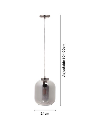 BHS Pewter Draper Smoke Glass Ceiling Pendant (60-100cm x 24cm)