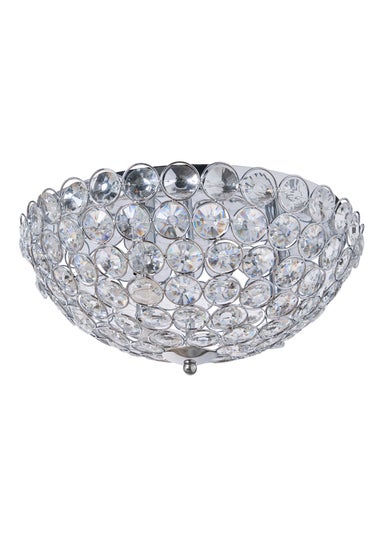 BHS Chrome Ava Flush Ceiling Light (16cm x 35cm)