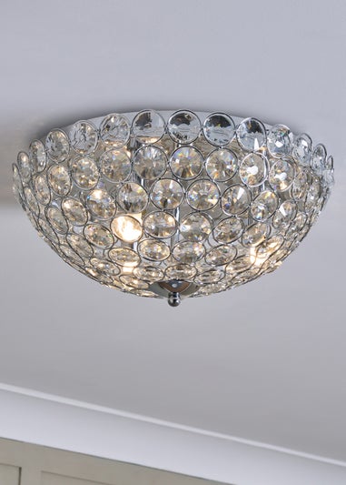 BHS Chrome Ava Flush Ceiling Light (16cm x 35cm)