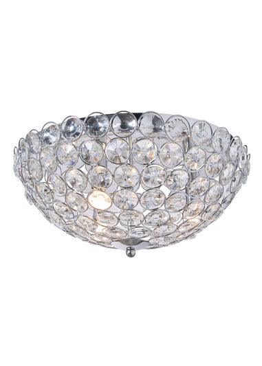 BHS Chrome Ava Flush Ceiling Light (16cm x 35cm)