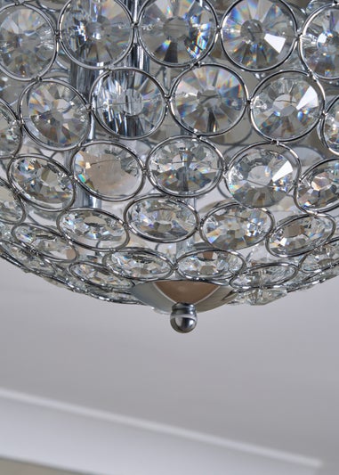 BHS Chrome Ava Flush Ceiling Light (16cm x 35cm)