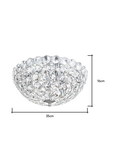 BHS Chrome Ava Flush Ceiling Light (16cm x 35cm)