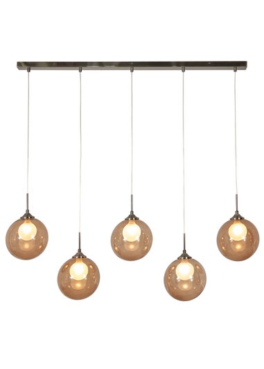 BHS Brown Peatrice Glass Ball Diner Bar 5 Light (34-132cm x 109cm)