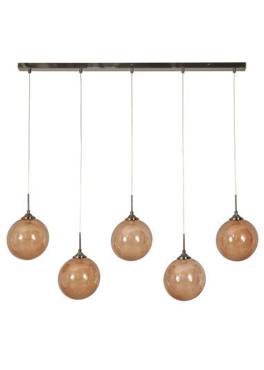 BHS Brown Peatrice Glass Ball Diner Bar 5 Light (34-132cm x 109cm)