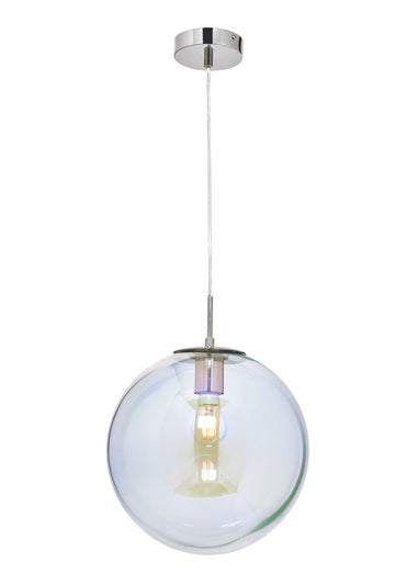 BHS Nickel Petro Iridescent Glass Ceiling Pendant (50-105cm x 30cm)